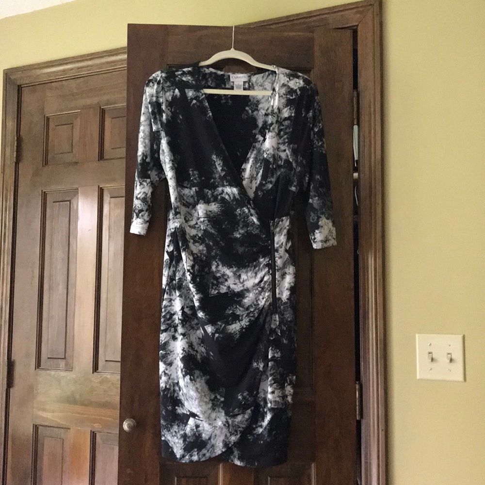 Black/white stretch fitted sexy dress